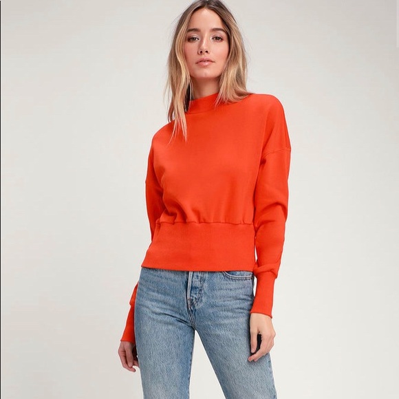 Lulus Tops - Coral mock turtle kneck sweater